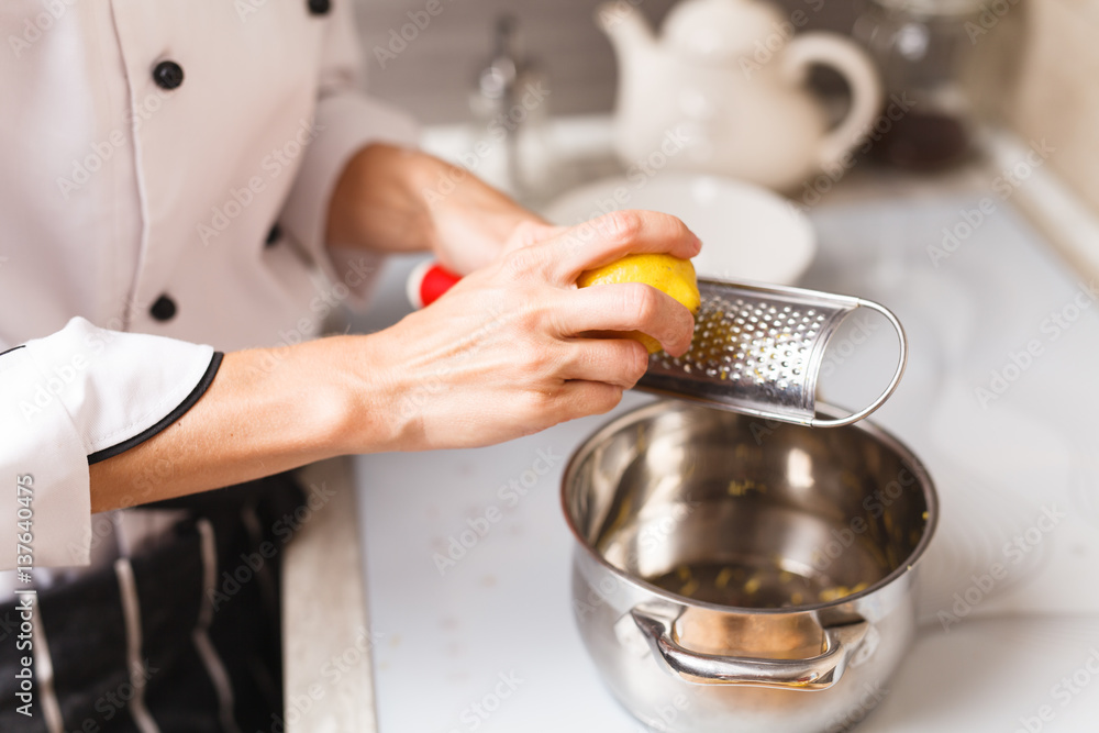 making custard on home kitchen