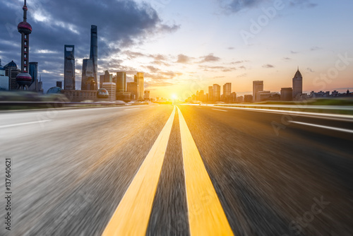 Canvas Print modern  asphalt road through Shanghai,China.