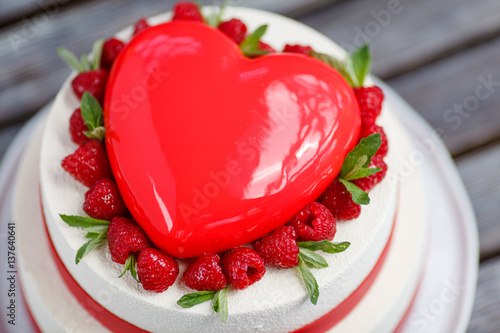 Cake in the shape of heart photo