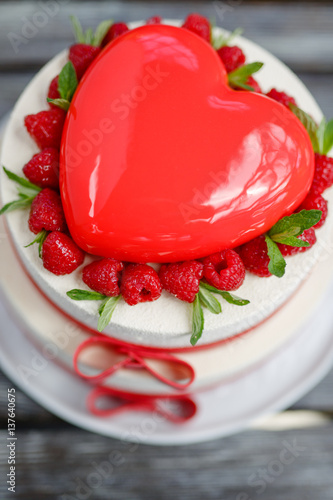 Cake in the shape of heart photo