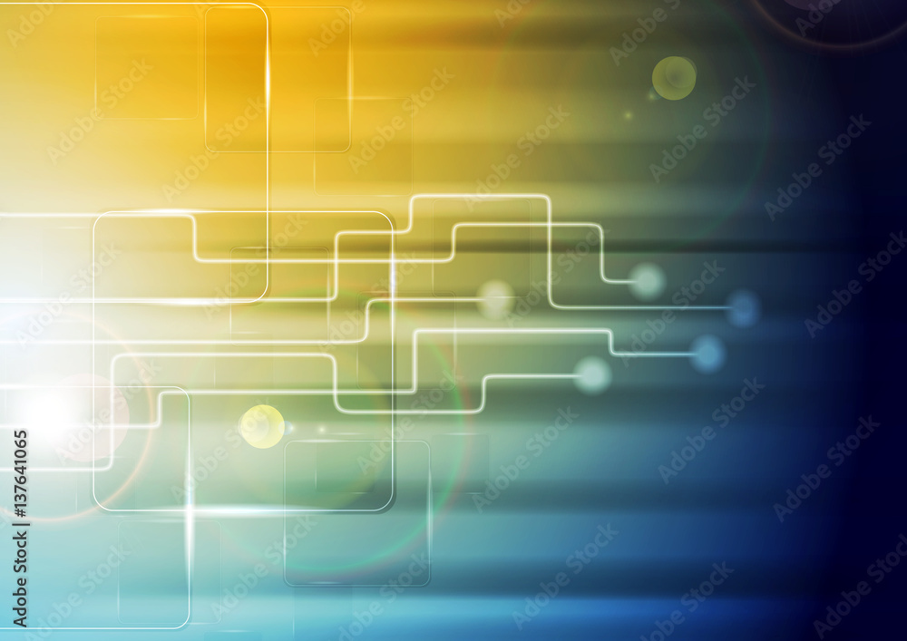 Obraz premium Blue orange vibrant tech abstract background