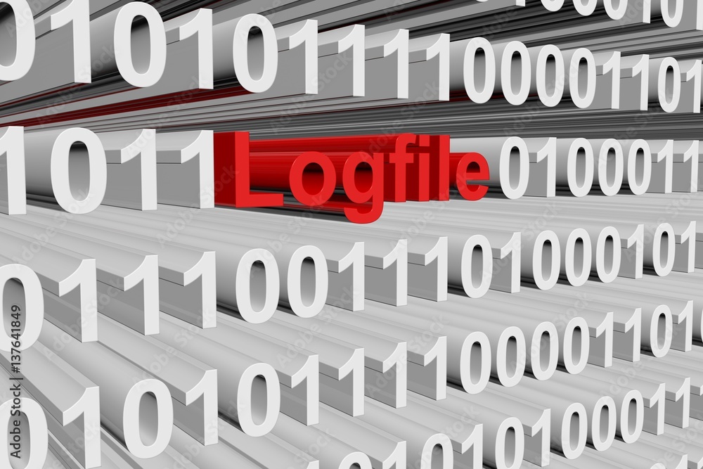 logfile as a binary code 3D illustration
