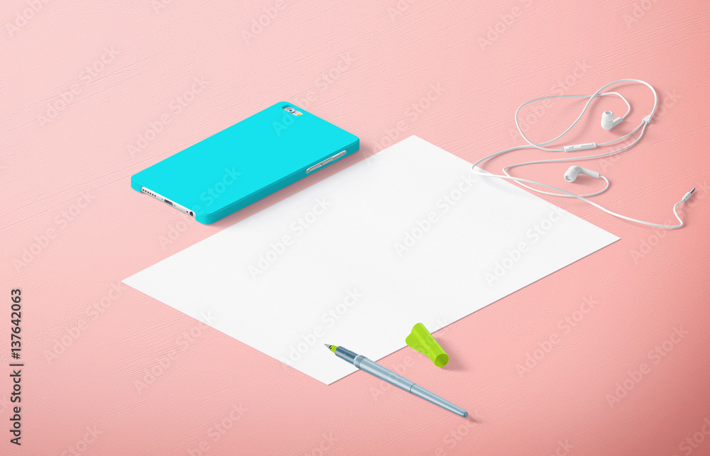Mockup scene, paper blank with decoration for placing your design. Mockup scene, paper blank with decoration for placing your design.