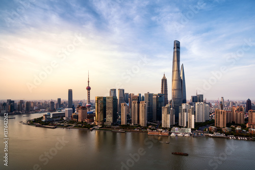 Aerial View of Lujiazui Financial District in Shanghai