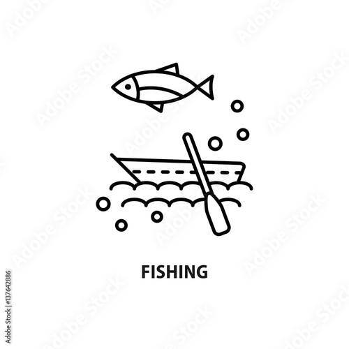 Vector logo for fishing tourism isolated on white