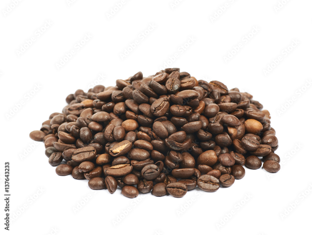 Pile of roasted coffee beans isolated Pile of roasted coffee beans isolated