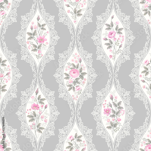 seamless floral pattern with lace and roses
