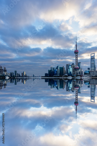 Shanghai skyline,landmarks of Shanghai with Huangpu river in China.