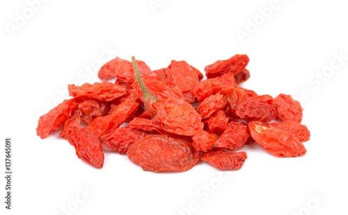 Dry goji berry isolated on white background