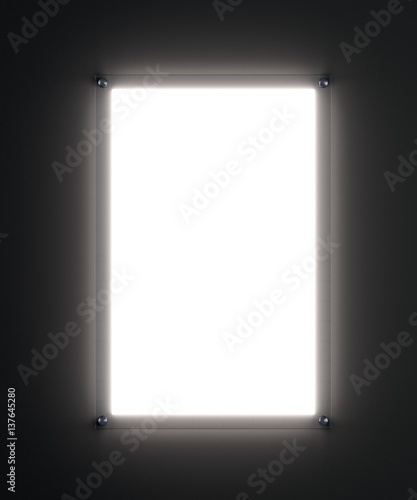 Blank illuminated white poster mockup