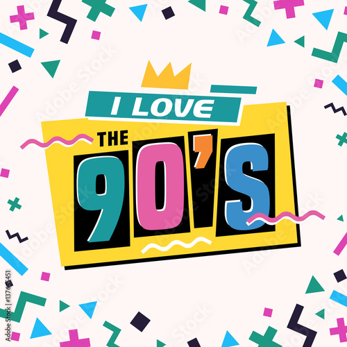 The 90's style label. Vector illustration.