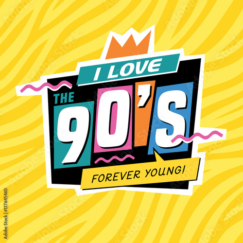 The 90's style label. Vector illustration.