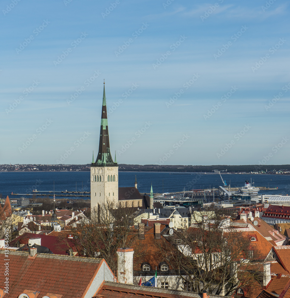 Tallinn, Estonia - 18 Feb, 2017  Panorama from the heights of the city of Tallinn Sunny summer day