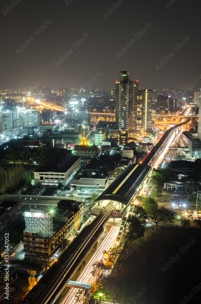 Fototapeta premium Bangkok city View at night time.Thailand