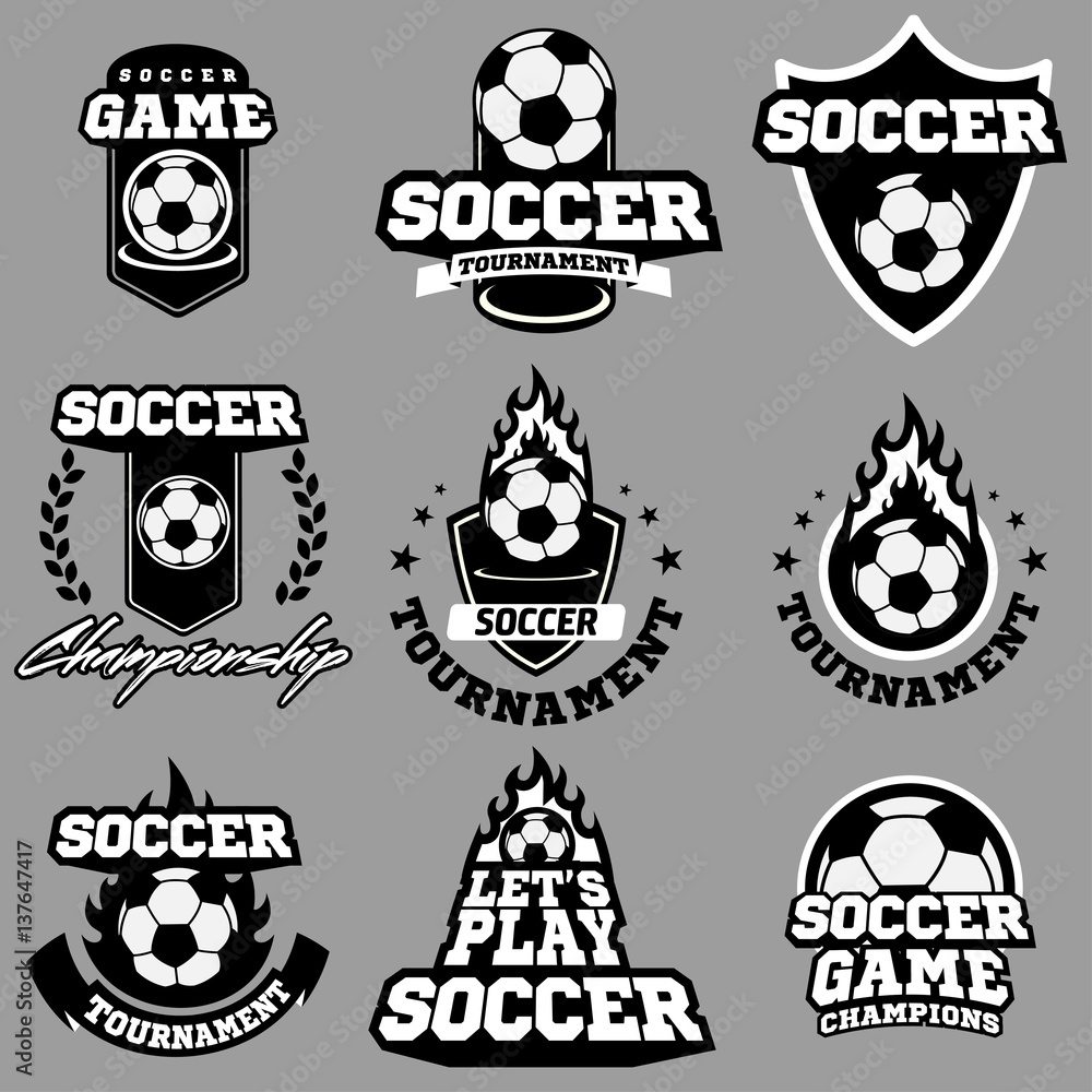 Naklejka premium Soccer or football logo, emblem, badge