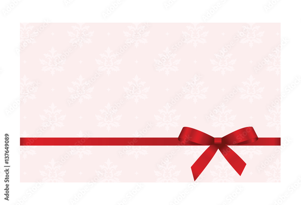 Gift card with pink bow, has space for text on pinl background Gift card with pink bow, has space for text on pinl background