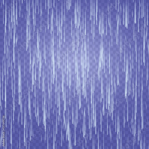 Transparent Waterfall Vector. Abstract Falling Water Texture. Nature Or Artificial Blue Water Drops Wall. Checkered Background. EPS 10 Stock Illustration