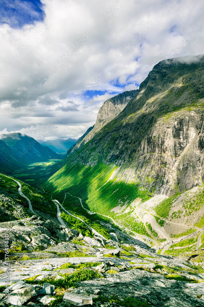Obraz premium View on famous Trollstigen at Norway