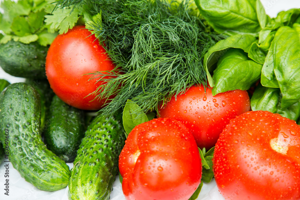 Fresh wet home grown vegetables Fresh wet home grown vegetables