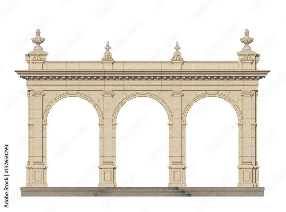 Obraz premium arcade with ionic pilasters in classic style. 3d render