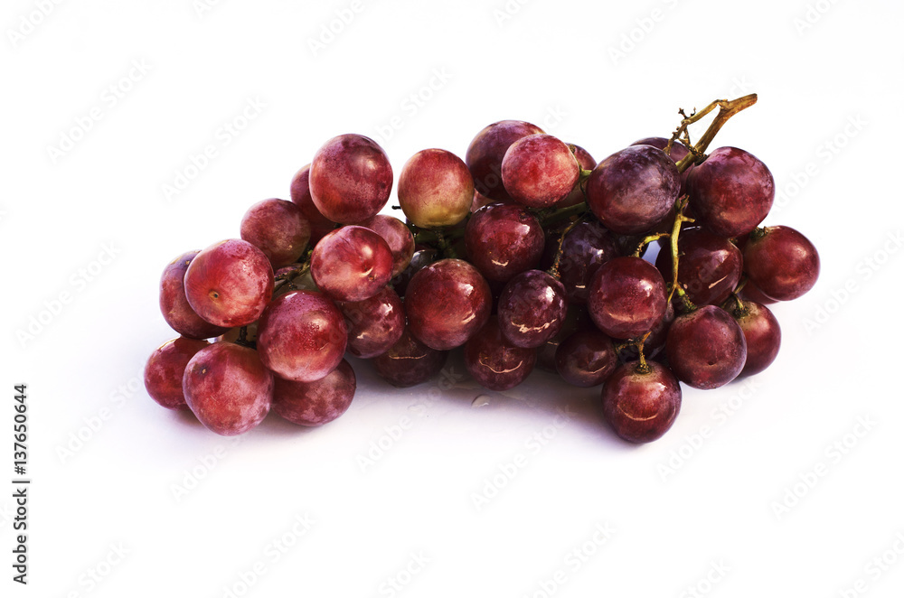 Red grape fruits to eat Isolated on white background