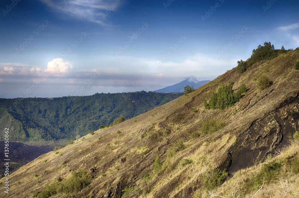 Indonesian mountains, Bali Island, the Active volcano of Batur.