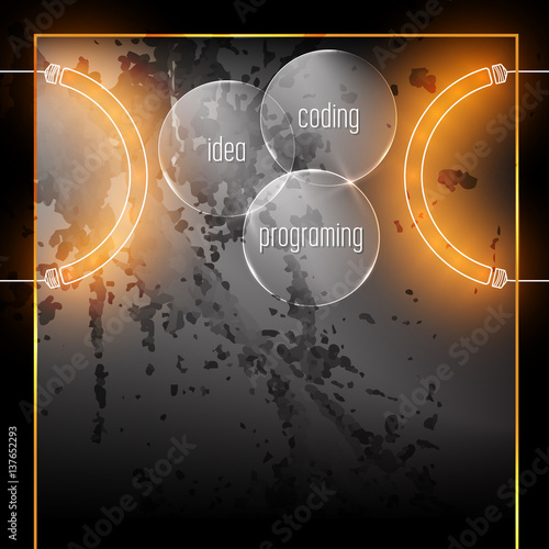Abstract background with the words idea; programing; coding