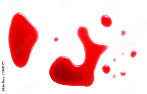 Blood stains isolated on white background, with clipping path