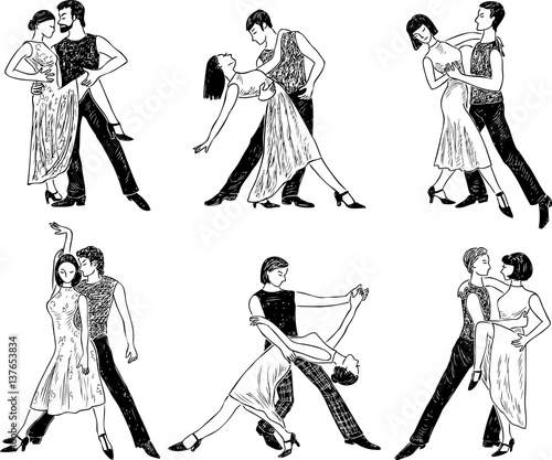 sketches of the dancing couples