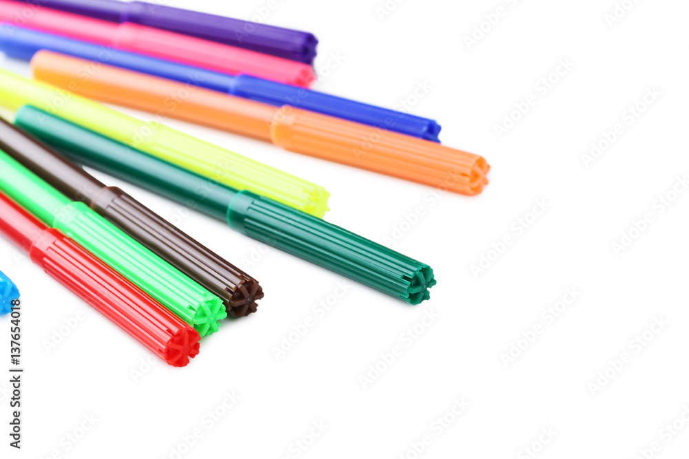 Felt-tip pens isolated on a white background Felt-tip pens isolated on a white background