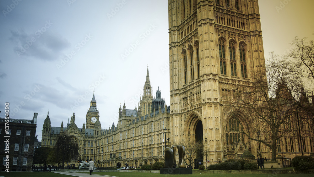 Big Ben and Parliament in London, UK, April