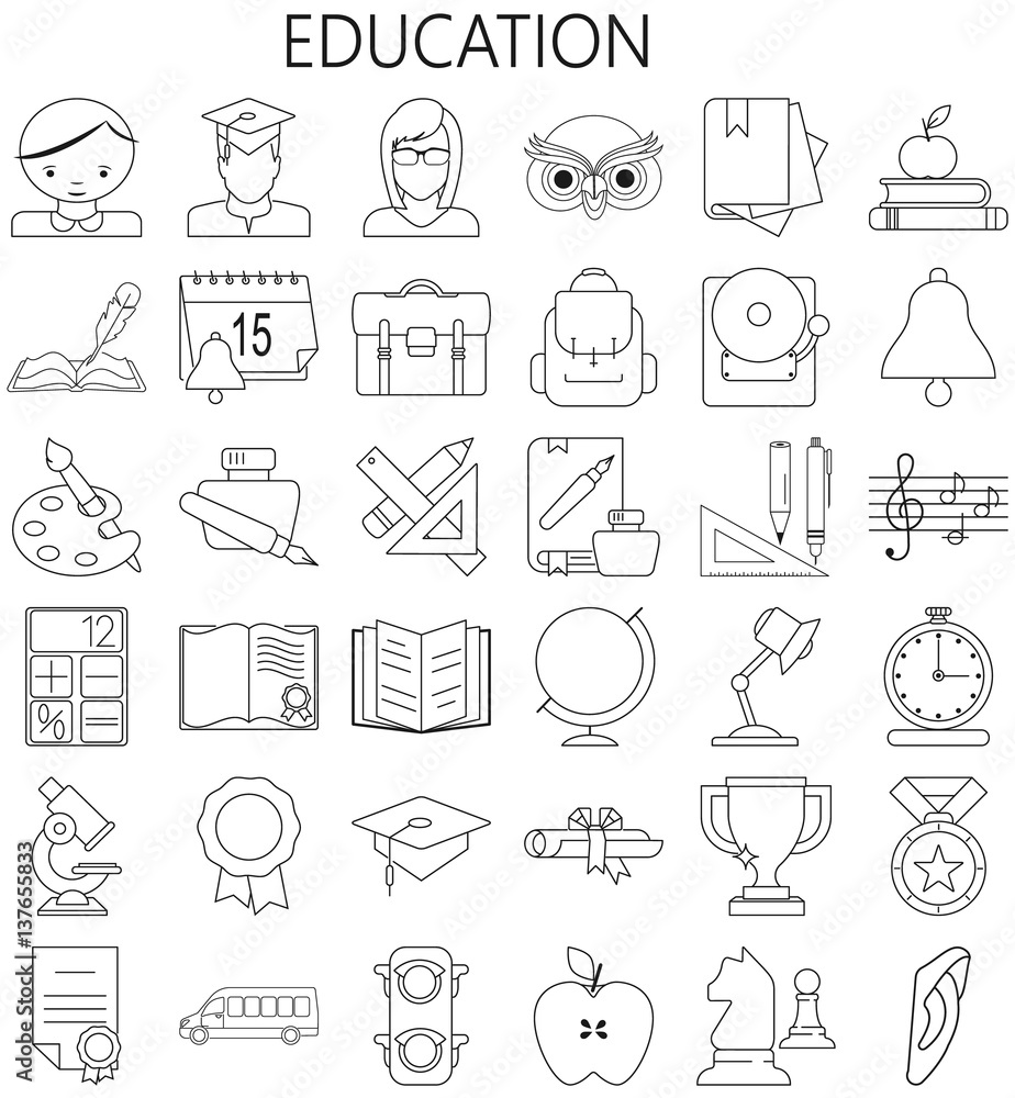 Education , Thin Line Icons Education , Thin Line Icons