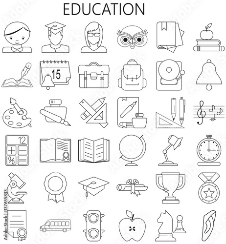 Education , Thin Line  Icons