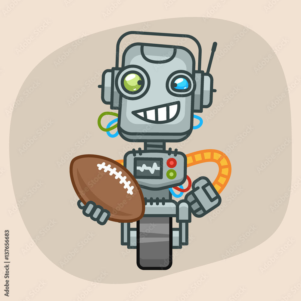 Robot Holds Ball American Football