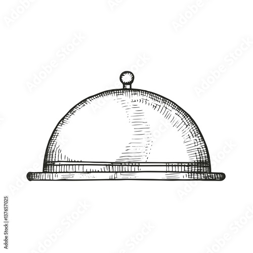 meal tray sketch. vector illustration isolated