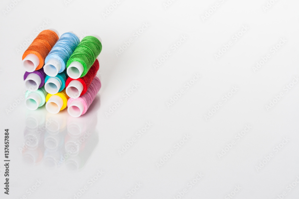 Set of colorful threads on white background Set of colorful threads on white background