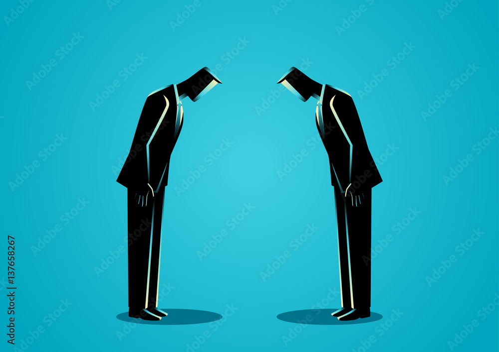 Businessmen bowing to each other Businessmen bowing to each other