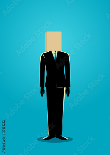 Paper Bag Head Businessman