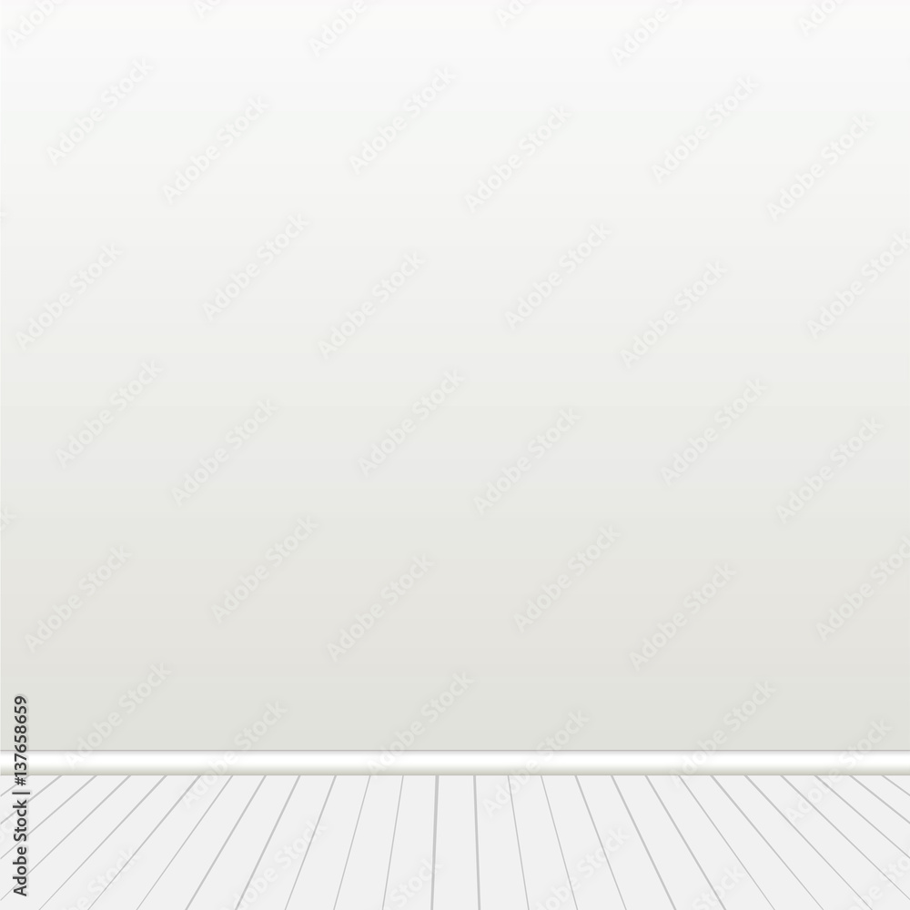 Blank wall.   Empty space with parquet floors. Mock-up template for display or montage of product. Studio or office blank space. Vector image.