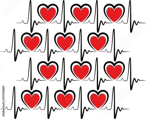 Banner Heartbeat Heart Shape Illustration