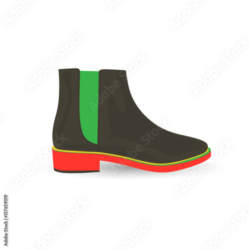 One fashionable male chelsea boot, vector, illustration