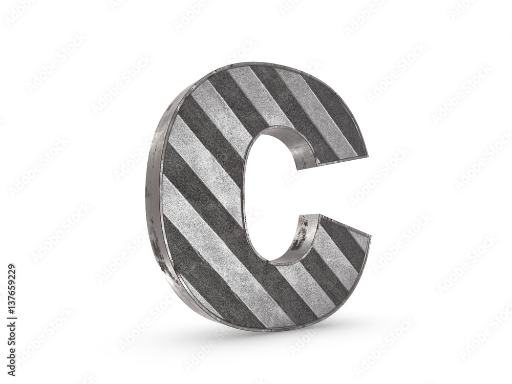 Uppercase Letter C - heavy iron extruded letter on white background Uppercase Letter C - heavy iron extruded letter on white background