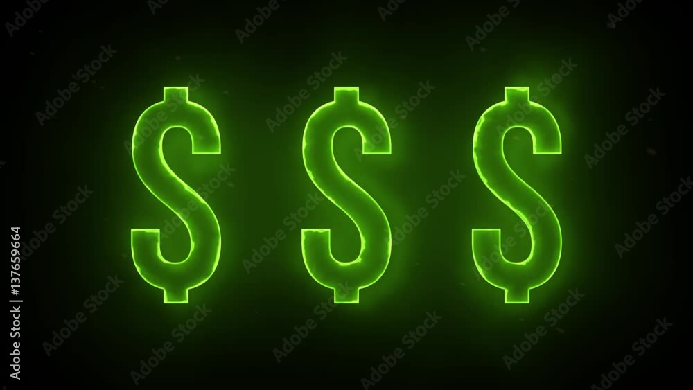 Three dollar signs glowing green in the dark Three dollar signs glowing green in the dark