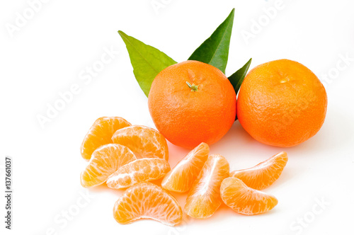 orange fruits isolated on white background.