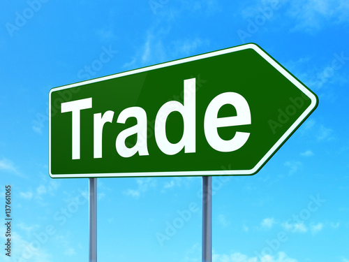 Finance concept: Trade on road sign background