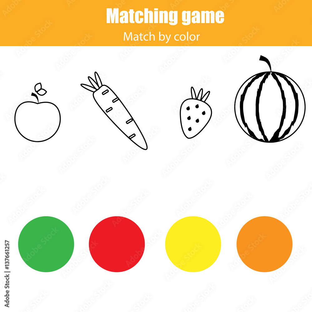 Matching children educational game, match by color