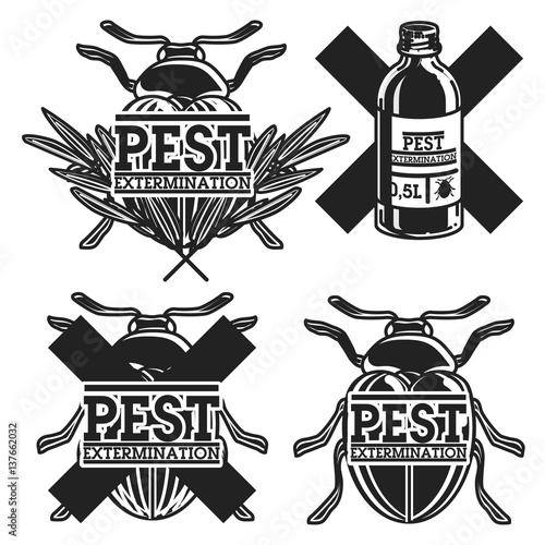 Color vintage pest extermination emblems