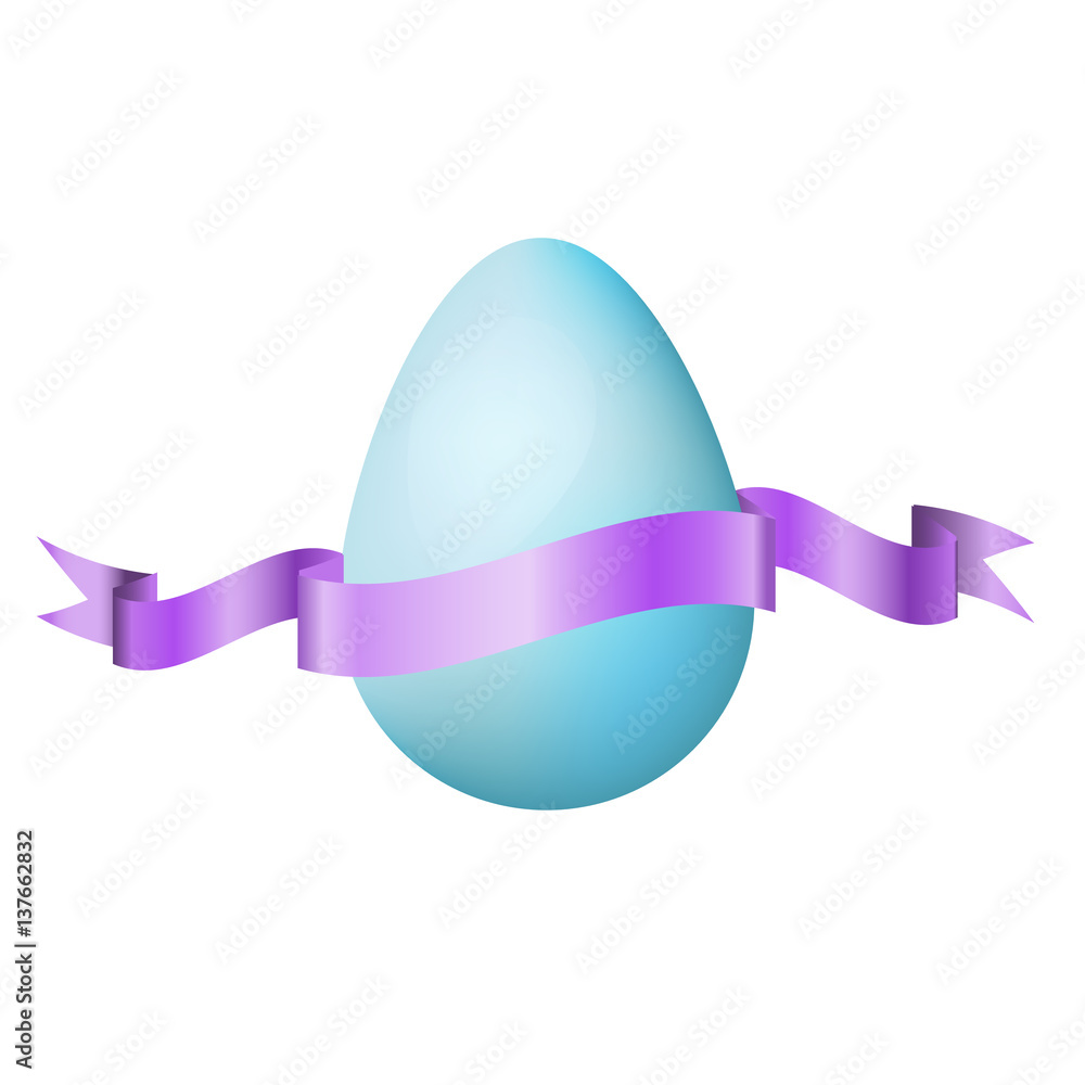 Classic easter egg and silky ribbon. Isolated design element for Easter holidays banner and greeting cards. Realistic vector illustration Classic easter egg and silky ribbon. Isolated design element for Easter holidays banner and greeting cards. Realistic vector illustration