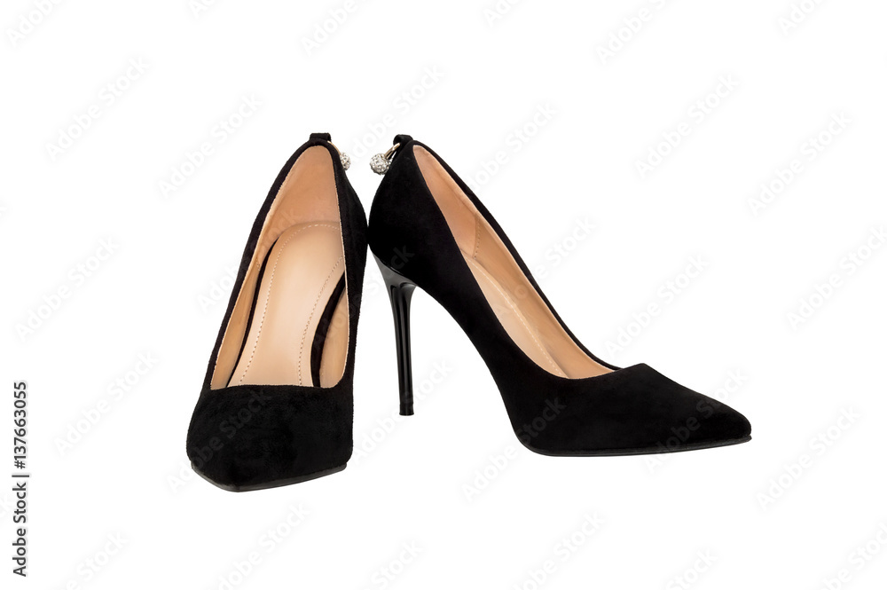 Pair of female shoes on heeled. isolated on white. Pair of female shoes on heeled. isolated on white.
