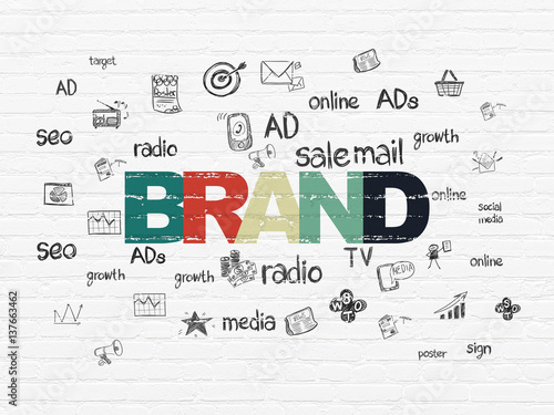 Advertising concept  Brand on wall background